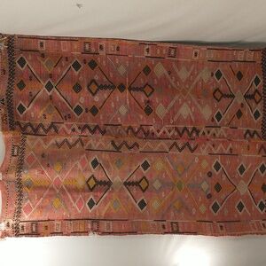 Antique Handwoven Soft Color Textile 65x 45" Vintage Weaving Rough Condition Old
